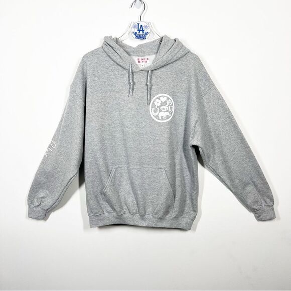 Jennifer Meyer Women's Size Large Grey White Good Luck Charm Hoodie Sweatshirt - Picture 7 of 16